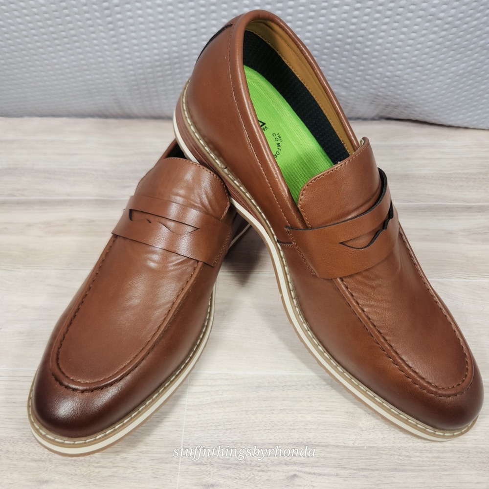 Vance Co. Mens Kahlil Slip-on Moc Toe Penny Loafer Tru Comfort Foam Block Heel